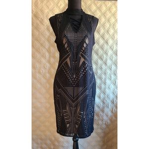 Nicole Miller Cocktail Black/Nude Dress, size Med